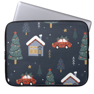 Christmas seamless pattern with christmas tree,car laptop sleeve