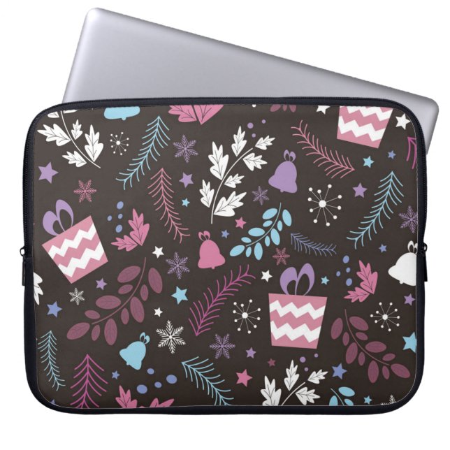 Christmas seamless pattern with tree,  snow,  gift laptop sleeve (Front)