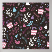 Christmas seamless pattern with tree,  snow,  gift