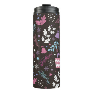 Christmas seamless pattern with tree, snow, gift thermal tumbler