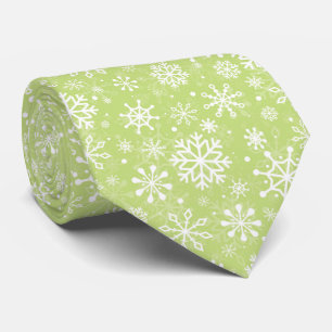 Christmas seamless snowflakes green pattern tie