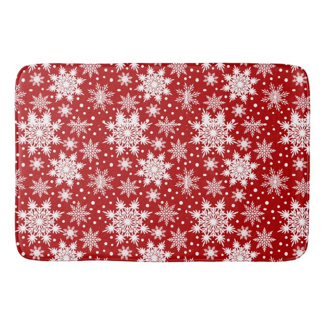  Christmas Seamless White Snowflakes Pattern  Bath Mat (Front)