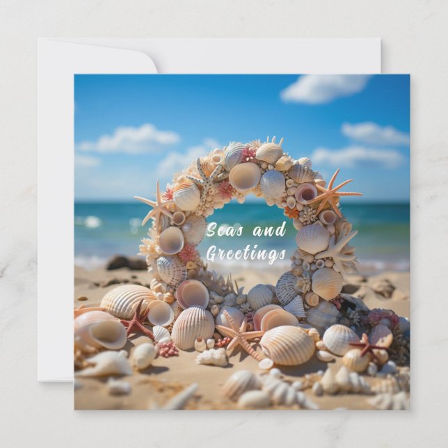 Christmas Seashells Starfish Coral Pearls   Card (Front)