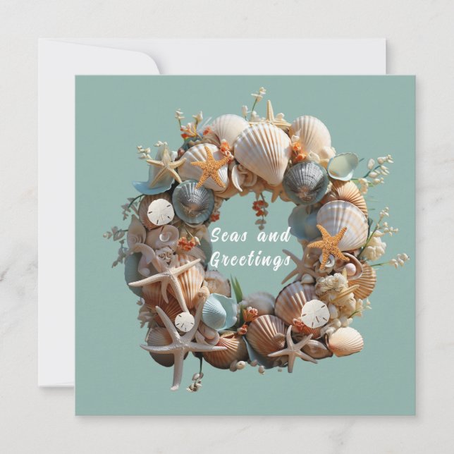 Christmas Seashells Starfish Sand Dollars Tropical Card (Front)