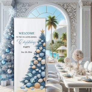 Christmas Seashells Tree Beach Party Welcome Retractable Banner