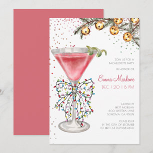 Christmas Season Bachelorette Cocktail Party Invitation