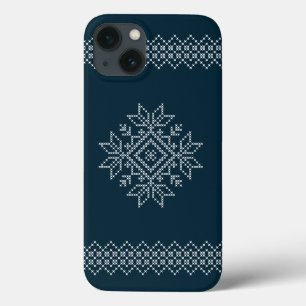 Christmas season blue snowflake art iPhone 13 case