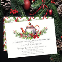 Christmas Season Bridal Tea Party Invitation