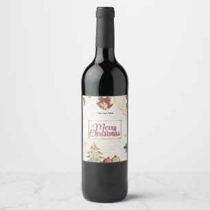 Christmas Season Celebration Merry Christmas Wine Label