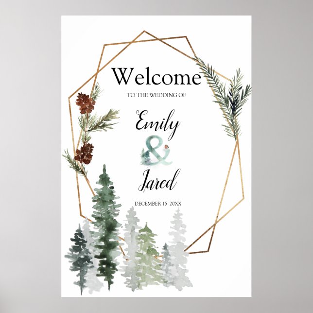 Christmas Season Forest Wedding 2 Welcome Poster (Front)