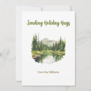 Christmas Season Holiday Mountain Water Lake Card
