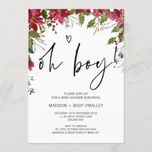 Christmas Season Oh Boy Baby Shower Party Invitation