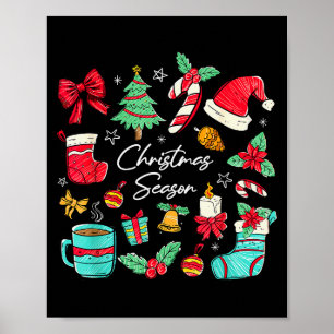 Christmas Season Santa Hat Coquette Bow Xmas Tis T Poster