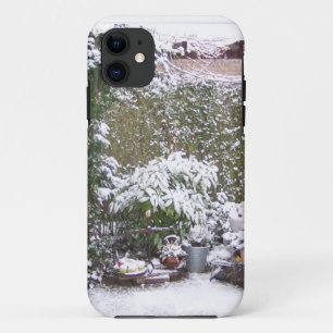 Christmas Season, Snow in the garden iPhone 11 Case
