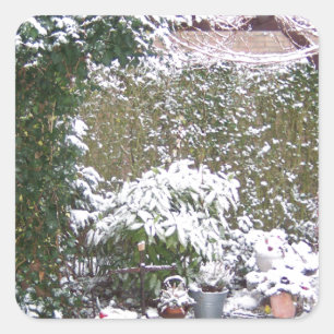 Christmas Season, Snow in the garden Square Sticker