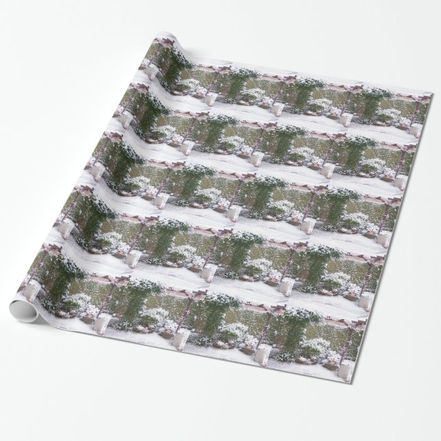 Christmas Season, Snow in the garden Wrapping Paper (Unrolled)