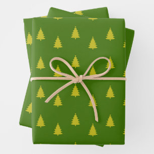 Christmas Season Trees Dark Green Wrapping Paper Sheet