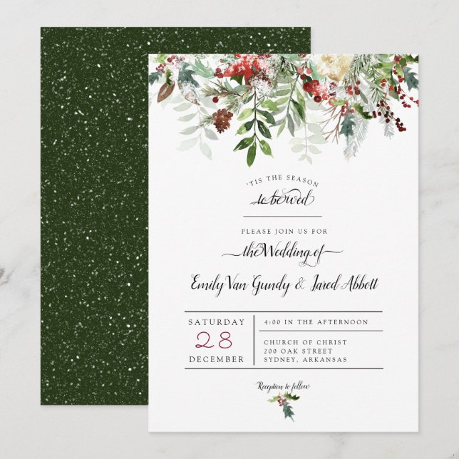 Christmas Season Wedding 2 Invitation (Front/Back)