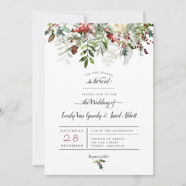 Christmas Season Wedding 2 Invitation (Front)