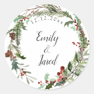 Christmas Season Wedding Classic Round Sticker