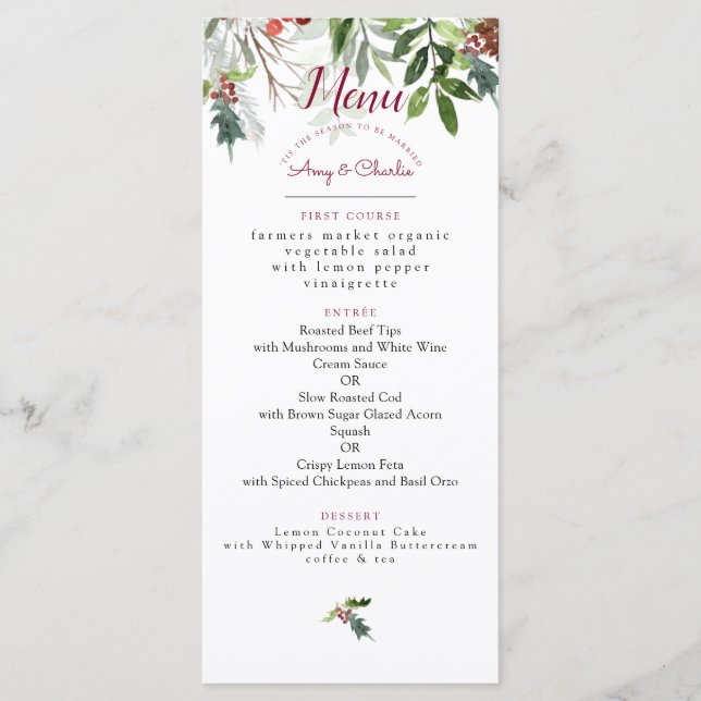 Christmas Season Wedding Menu (Front)