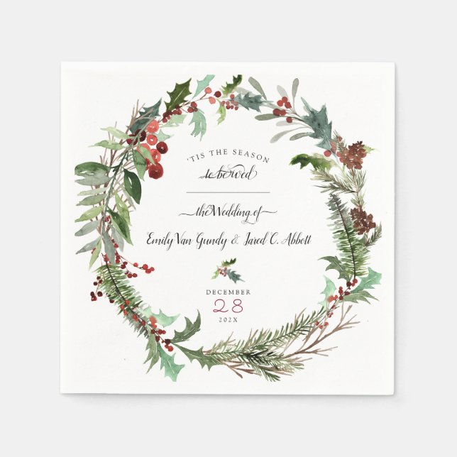 Christmas Season Wedding Napkin (Front)
