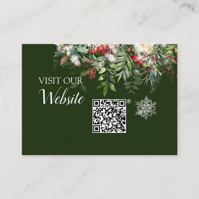 Christmas Season Wedding Website QR code Enclosure Card (Front)