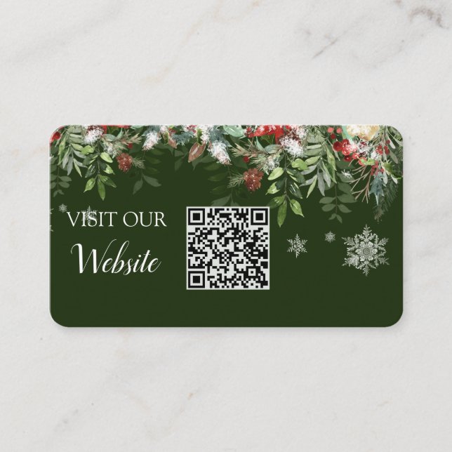 Christmas Season Wedding Website QR code Enclosure Card (Front)
