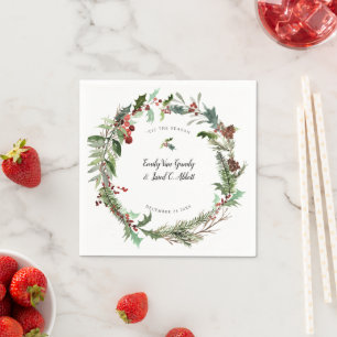 Christmas Season Wedding White Napkin