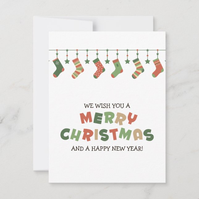 Christmas seasonal hanging sock colourful holiday card (Front)