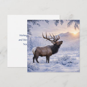 Christmas Seasons Greeting Elk in Snow