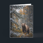 Christmas Seasons Greetings Beautiful Bear  Card<br><div class="desc">Nature inspired image with a beautiful bear and as the snow lightly dusts the pines and colourful foliage. A pretty Season's Greetings Christmas card.</div>