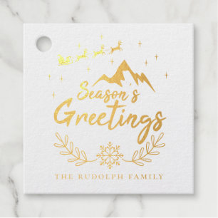 Christmas Season's Greetings Mountain Scene Favour Tags
