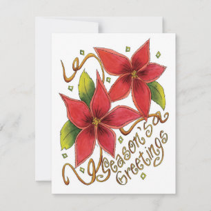 Christmas Season's Greetings Poinsettia Invitation