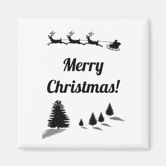Christmas Season's Greetings Santa Sleigh Magnet