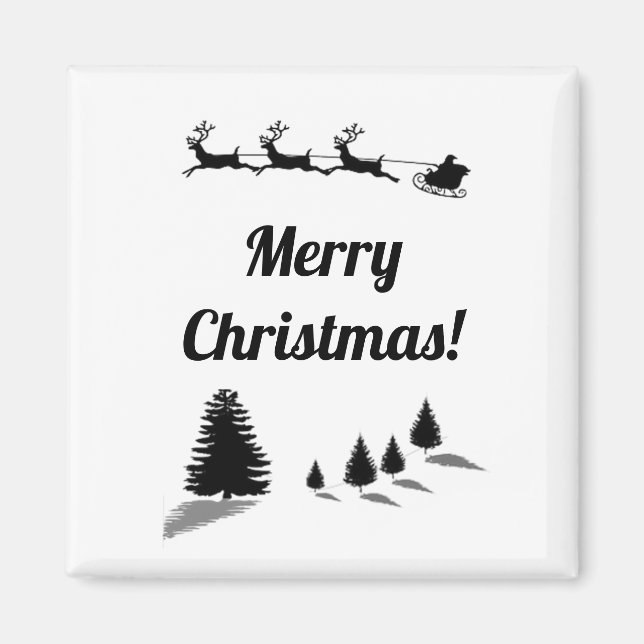 Christmas Season's Greetings Santa Sleigh Magnet (Front)