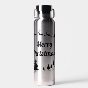 Christmas Season's Greetings Santa Sleigh Water Bottle