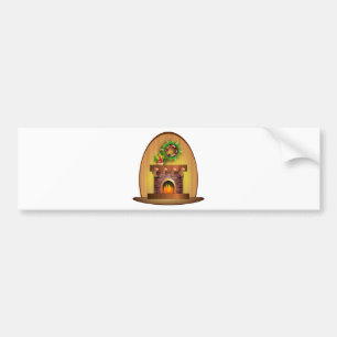 Christmas Seasons Greetings Stockings Fireplace Bumper Sticker