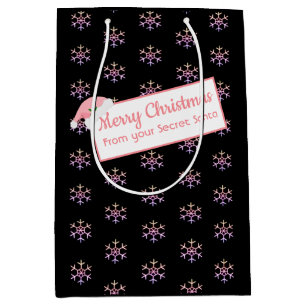 Christmas Secret Santa Black and Pink Gift Bag