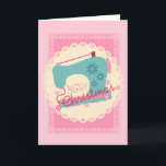 Christmas sewing machine stitching handmade gifts holiday card<br><div class="desc">All kinds of cute on this Christmas to/from or "handmade with love" gift card for a seamstress or gifting your list with sewing projects. Sewing machine on an eyelet and lace background with stitching for the word "Christmas".</div>