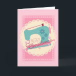 Christmas sewing machine stitching handmade gifts holiday card<br><div class="desc">All kinds of cute on this Christmas to/from or "handmade with love" gift card for a seamstress or gifting your list with sewing projects. Sewing machine on an eyelet and lace background with stitching for the word "Christmas".</div>