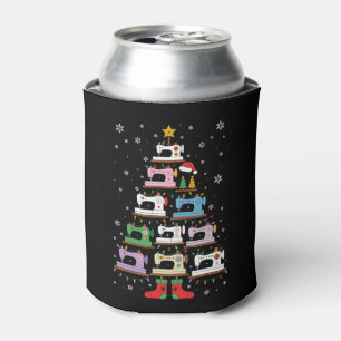 Christmas Sewing Machine Tree Lights Stockings Can Cooler
