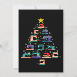Christmas Sewing Machine Xmas Tree Quilter Gift Holiday Card