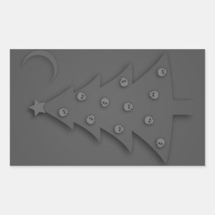 Christmas Shadow Tree Rectangular Sticker