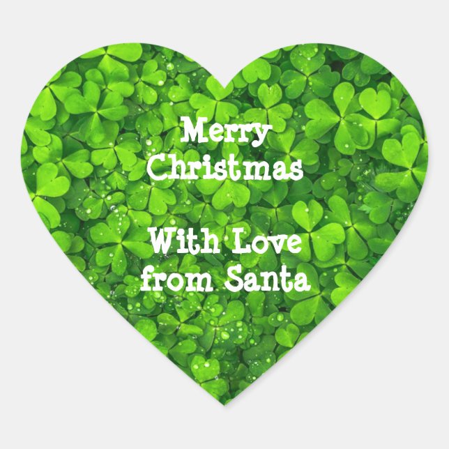 Christmas Shamrock Clovers Green Irish Ireland Heart Sticker (Front)