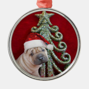 Christmas shar pei puppy ornament