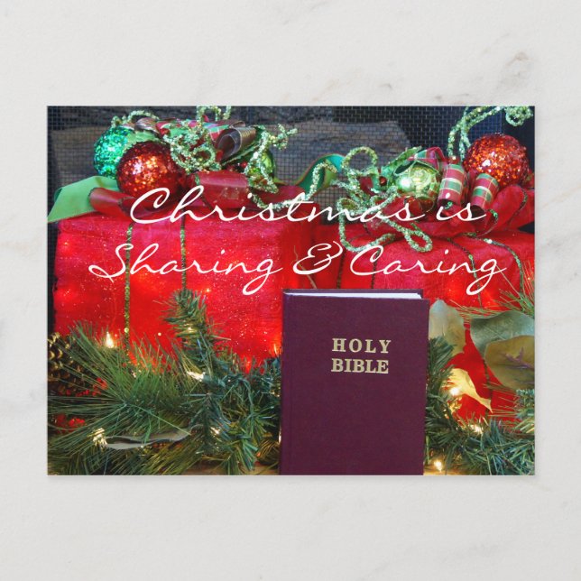 Christmas Sharing & Caring Postcard2 - customise Holiday Postcard (Front)