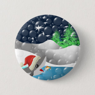 Christmas Shark 6 Cm Round Badge