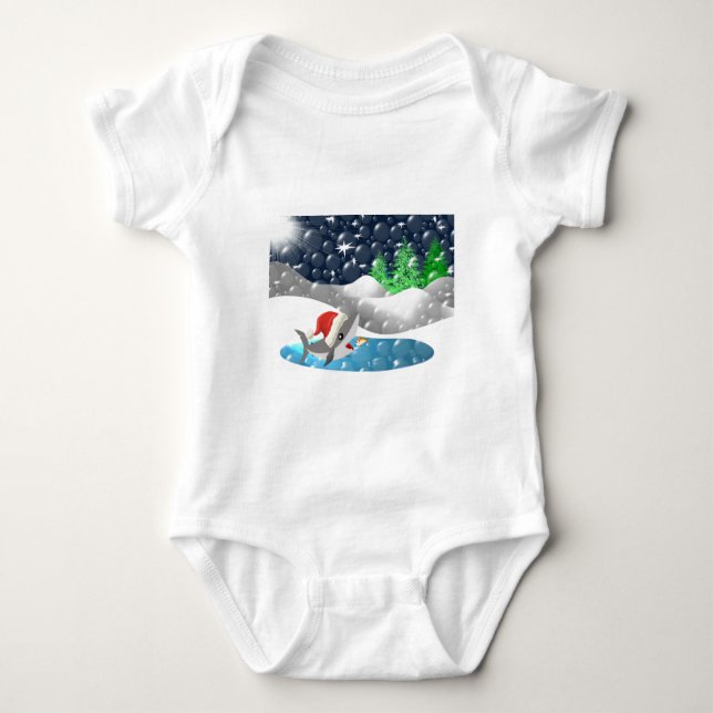 Christmas Shark Baby Bodysuit (Front)