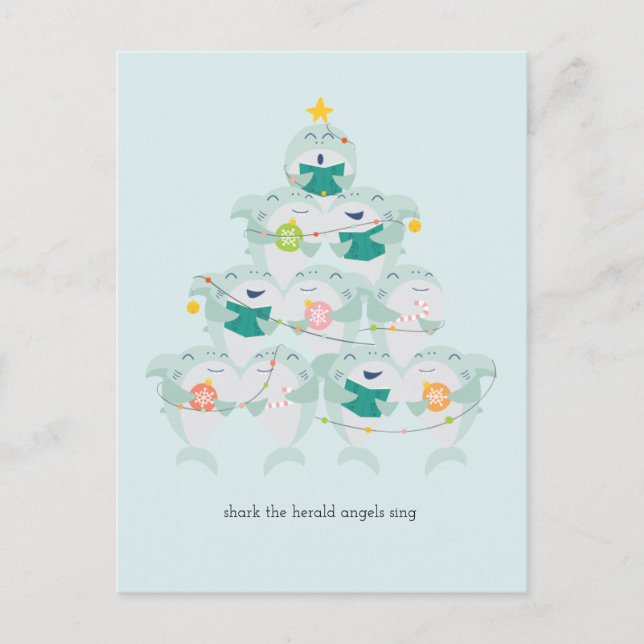 Christmas Shark Choir Holiday Postcard (Front)